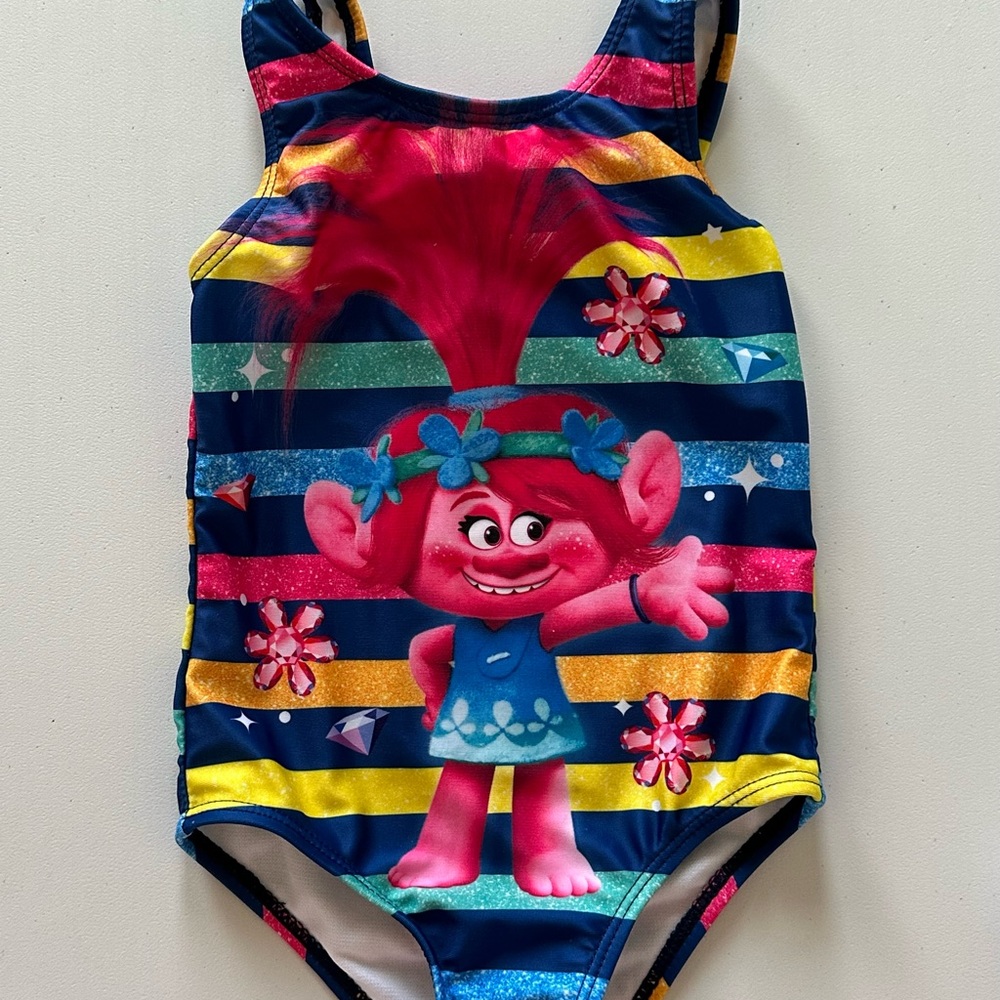 Dreamworks Pink and Blue One Piece Swimwear with Trolls Design